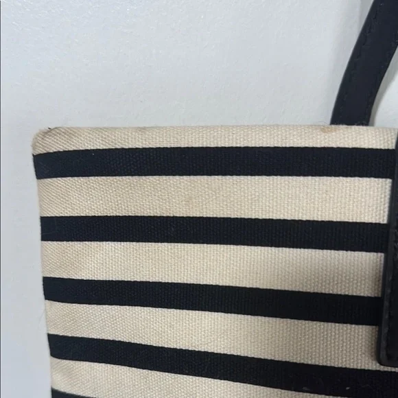 Kate Spade Black and White Striped Tote with Toucan Design - Picture 4 of 9